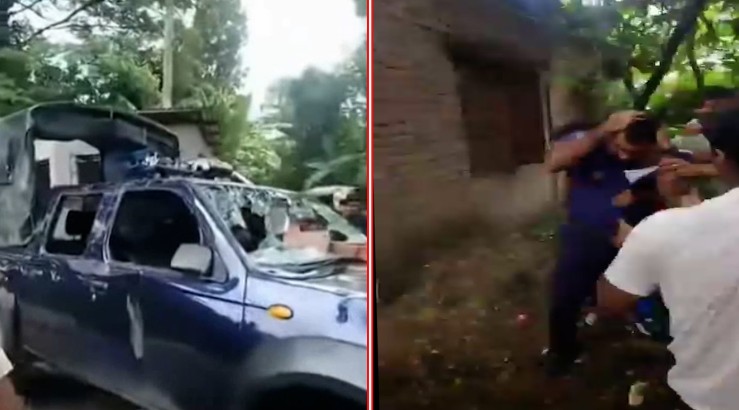 গোপালগঞ্জে পুলিশের গাড়িতে হামলা